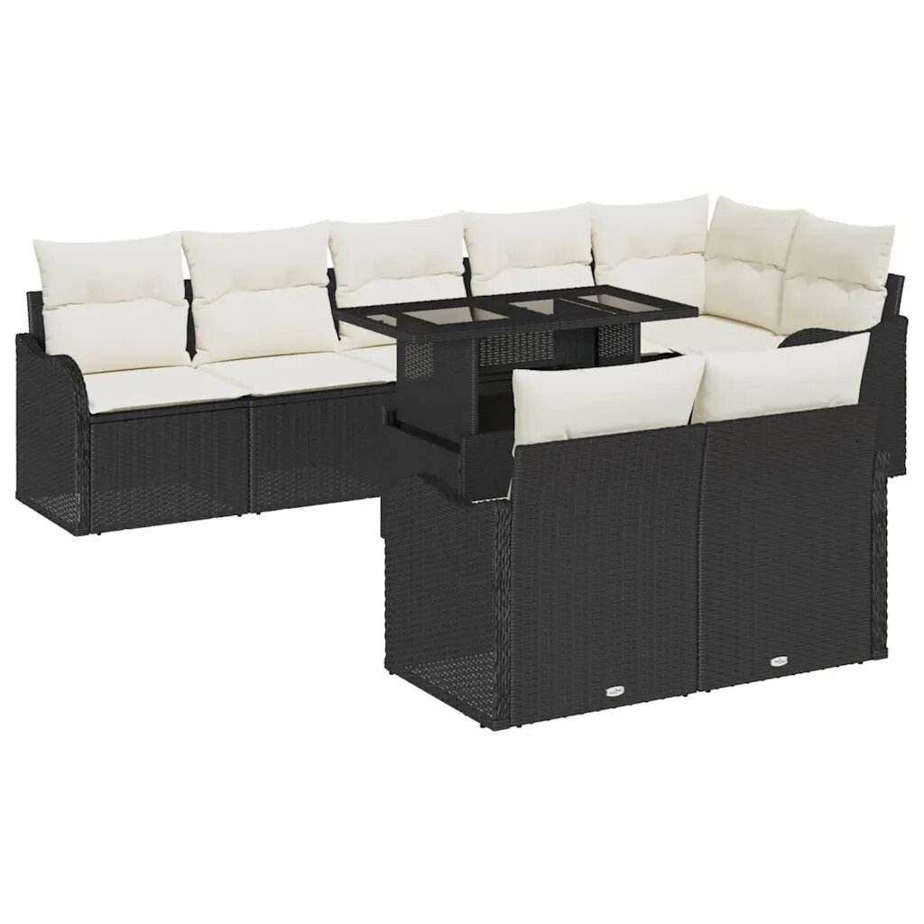 vidaXL Hálószoba szett 9 db Fekete Poli rattan