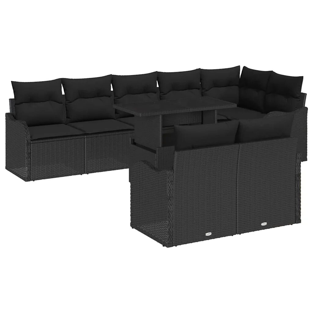 vidaXL Hálószoba szett 9 db Fekete Poli rattan