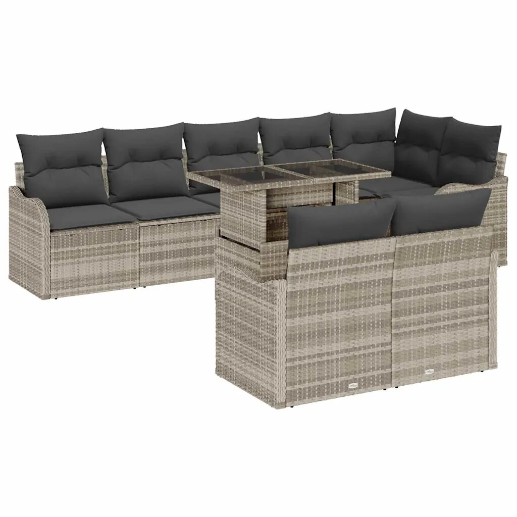 vidaXL Hálószoba szett 9 db Világosszürke Poli rattan