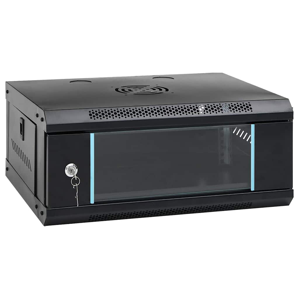 vidaXL Hálózati szekrény tárolóval Black 530 x 400 x 210 mm Acél