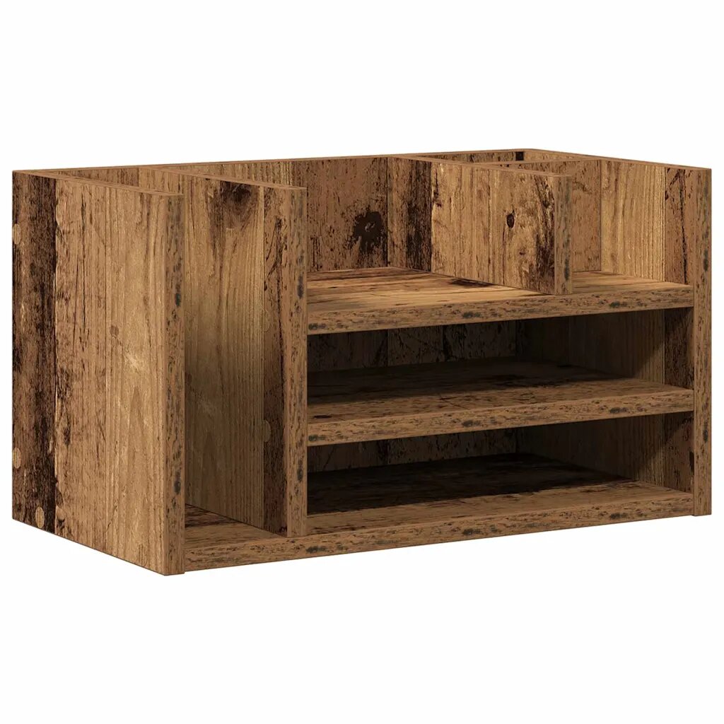 vidaXL Íróasztali rendező Antik Fa 445 x 24 x 25 cm Szerelt Fa