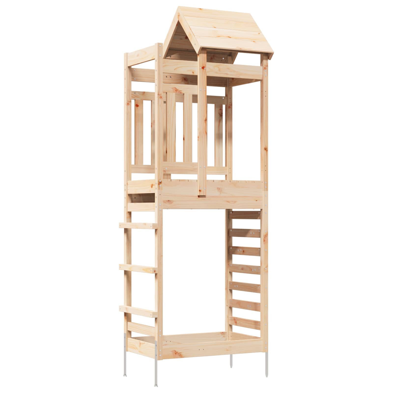 vidaXL Játék Torny Barna 525 x 85 x 238 cm Tömör fenyőfa