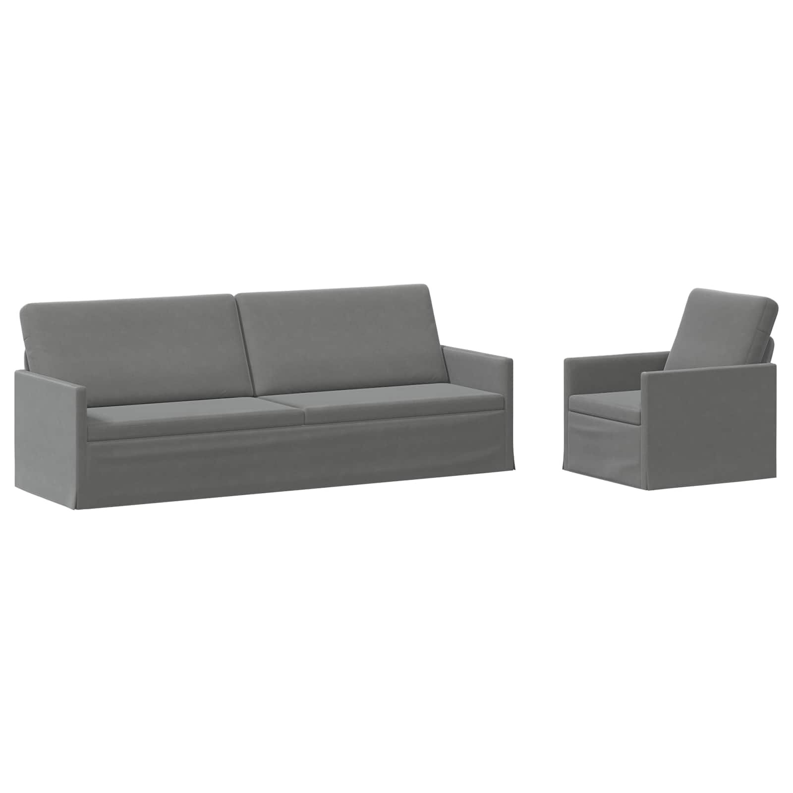 vidaXL Kanapé Szett 2 pcs Sötétszürke Bársony