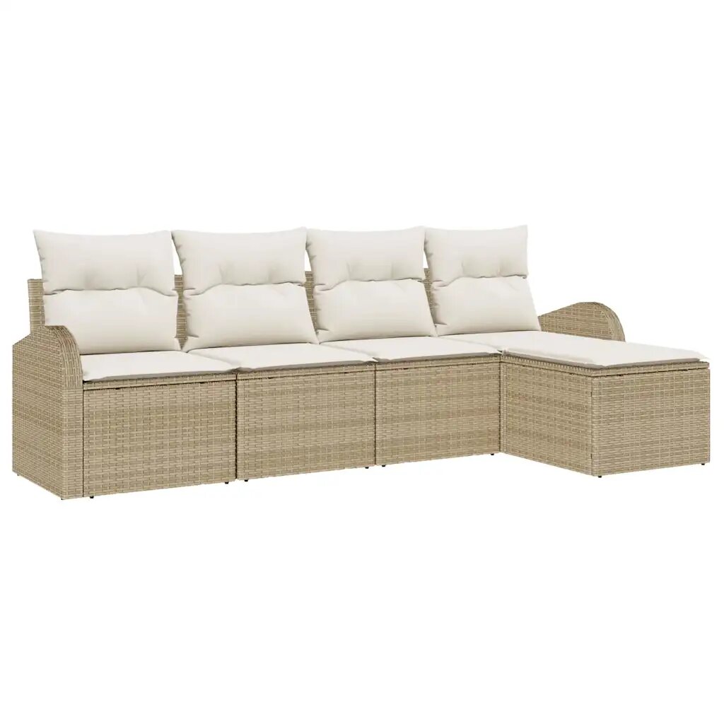 vidaXL Kanapé Szett 5 db Beige és Fehér polirattan