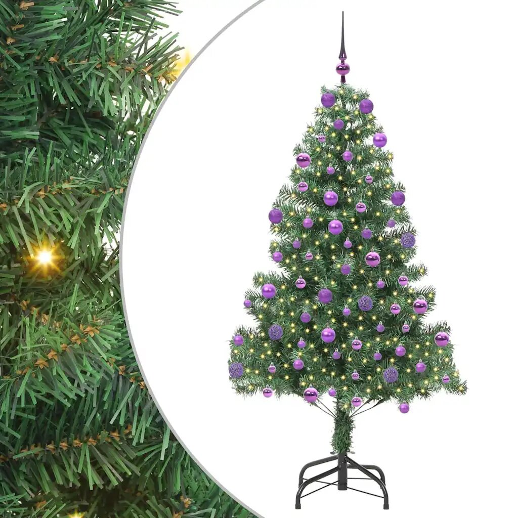 vidaXL Karácsonyfa LED-es világítással Zöld 210 cm PVC és Acél