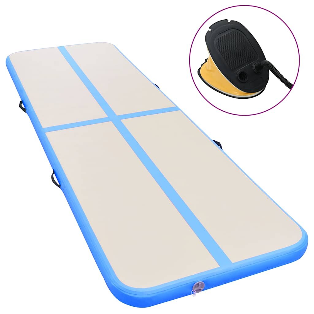 vidaXL kék PVC felfújható tornaszőnyeg pumpával 600 x 100 x 10 cm