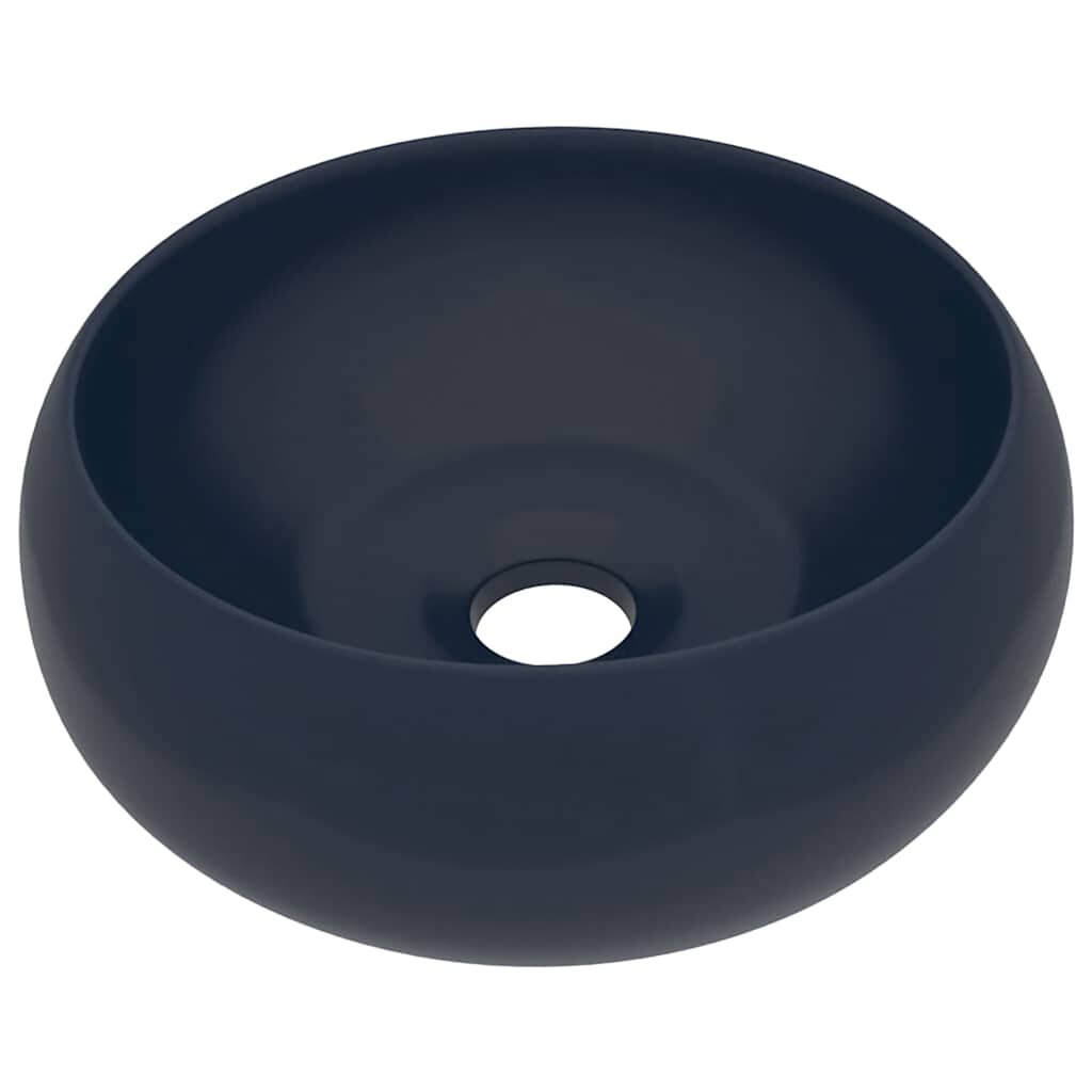 vidaXL kerek matt sötétkék kerámia luxus mosdókagyló 40 x 15 cm