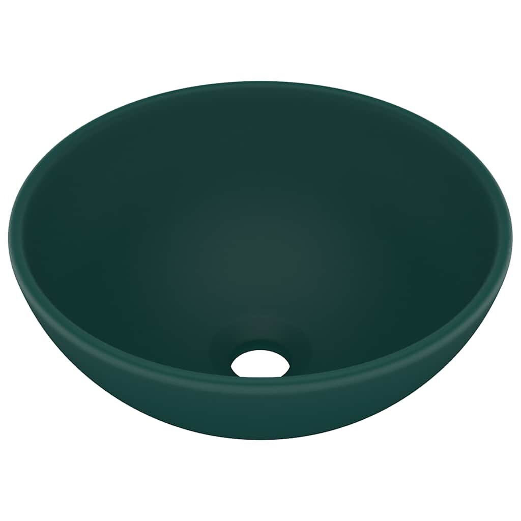 vidaXL kerek matt sötétzöld kerámia luxus mosdókagyló 325 x 14 cm