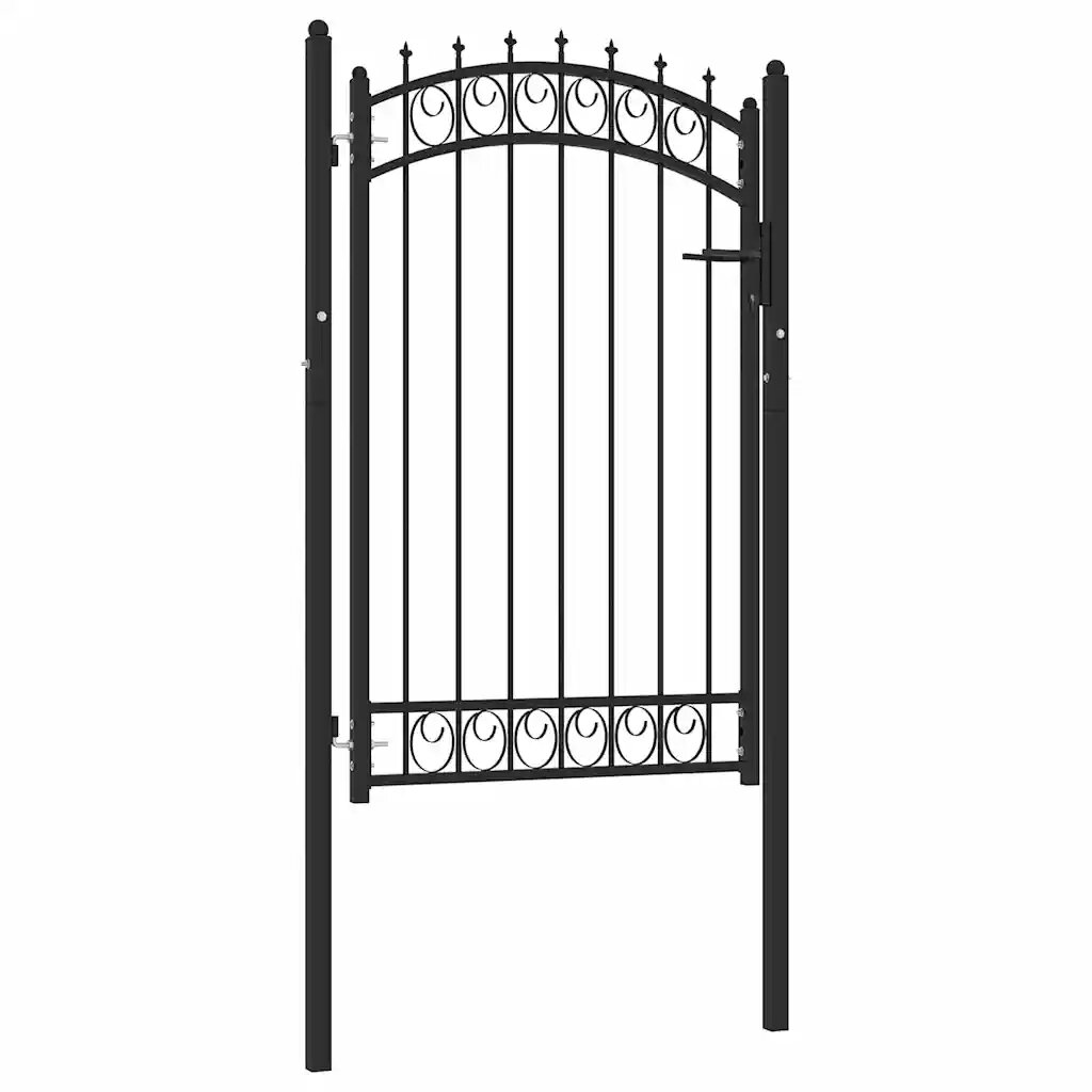 vidaXL Kerítéskapuk EMMEN 104 x 117 cm Zárolható Porszórt Acél Fekete
