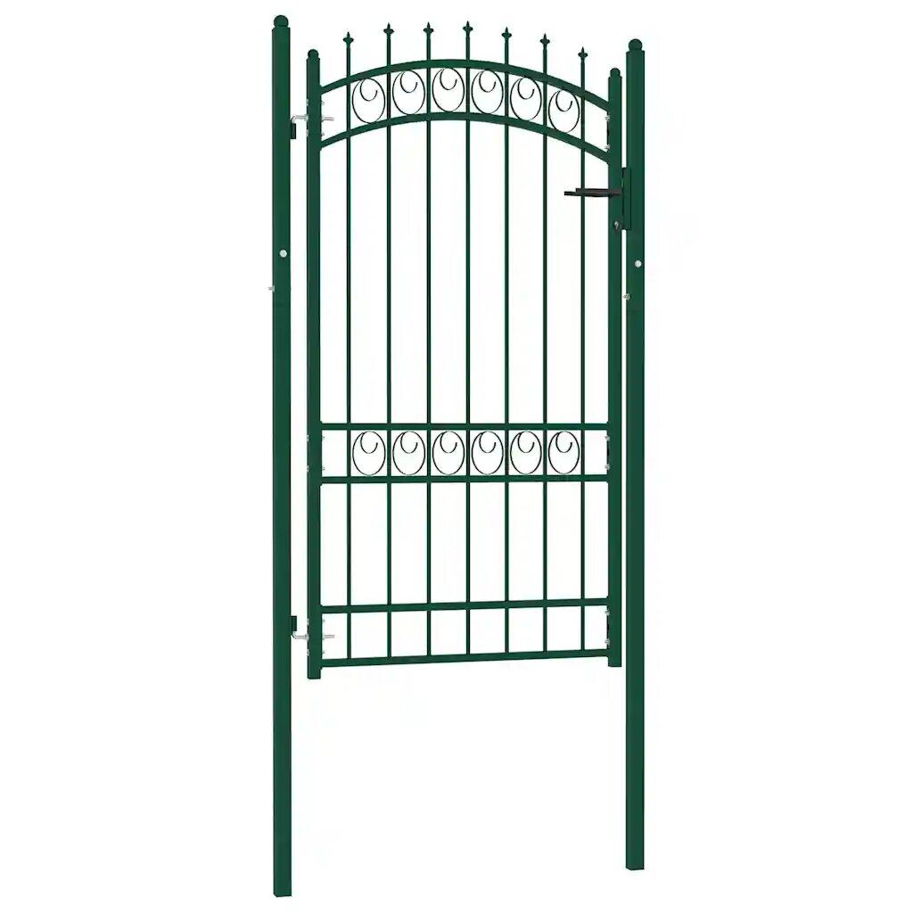 vidaXL Kerítéskapuk EMMEN 104 x 1345 cm Zárolható Porszórt Acél Zöld