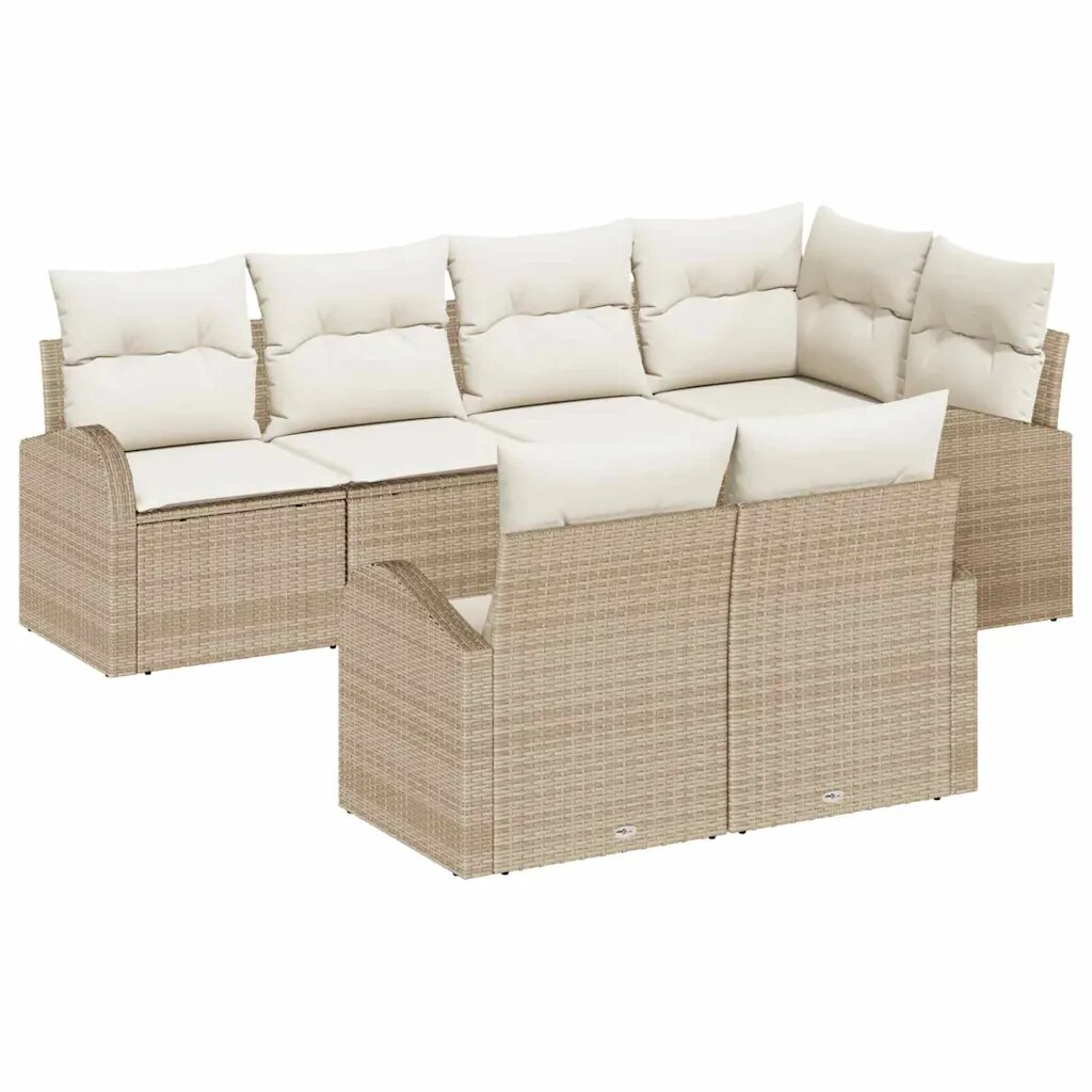 vidaXL Kerti Kanapé Szett 7 db Beige és Fehér polirattan