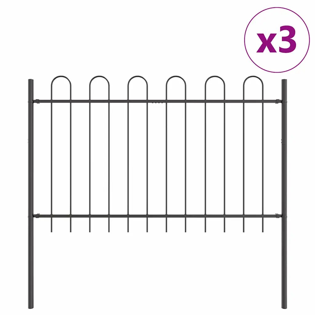 vidaXL Kerti Kerítés BOXTEL 3 db 51 x 12 m Porfestett acél Szürke