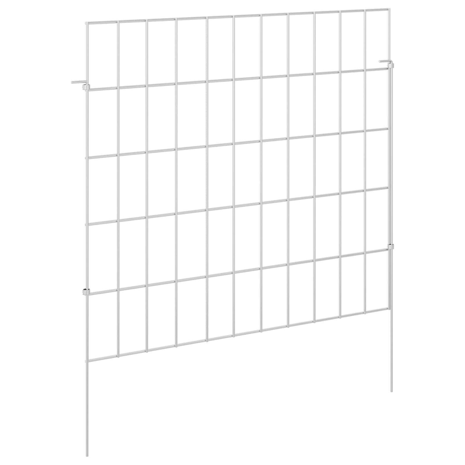 vidaXL Kerti kerítés karókkal 48 db 55 x 50 cm Horganyzott Acél Ezüst