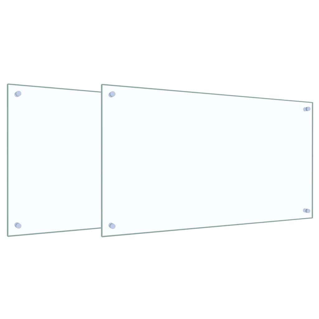 vidaXL Konyhai hátfal 2 db Átlátszó 90 x 50 cm edzett üveg