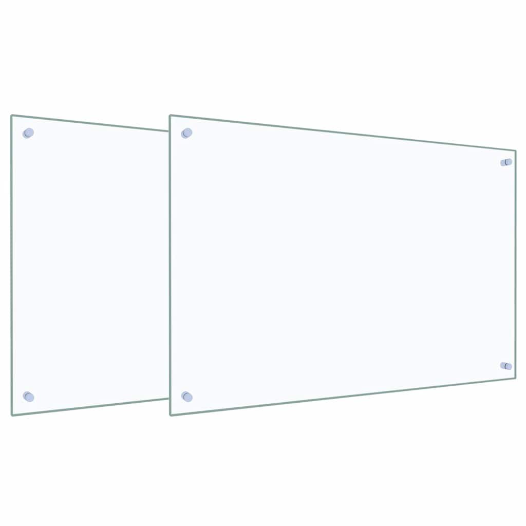 vidaXL Konyhai hátfal 2 db Átlátszó 90 x 60 cm edzett üveg