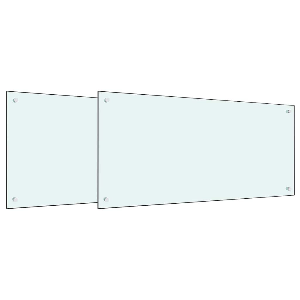 vidaXL Konyhai hátfal 2 db Fehér 100 x 50 cm edzett üveg