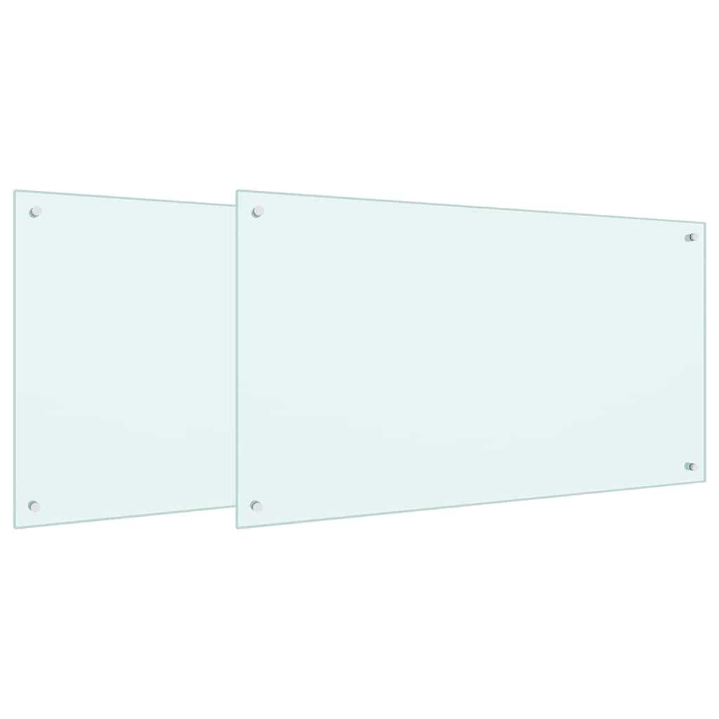 vidaXL Konyhai hátfal 2 db Fehér 100 x 60 cm edzett üveg