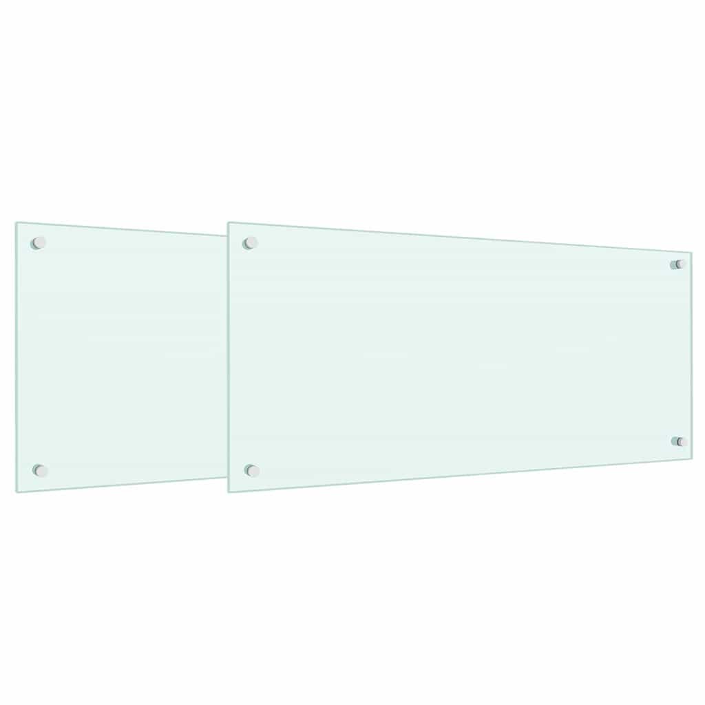 vidaXL Konyhai hátfal 2 db Fehér 90 x 40 cm edzett üveg