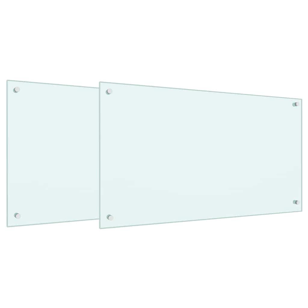vidaXL Konyhai hátfal 2 db Fehér 90 x 50 cm edzett üveg