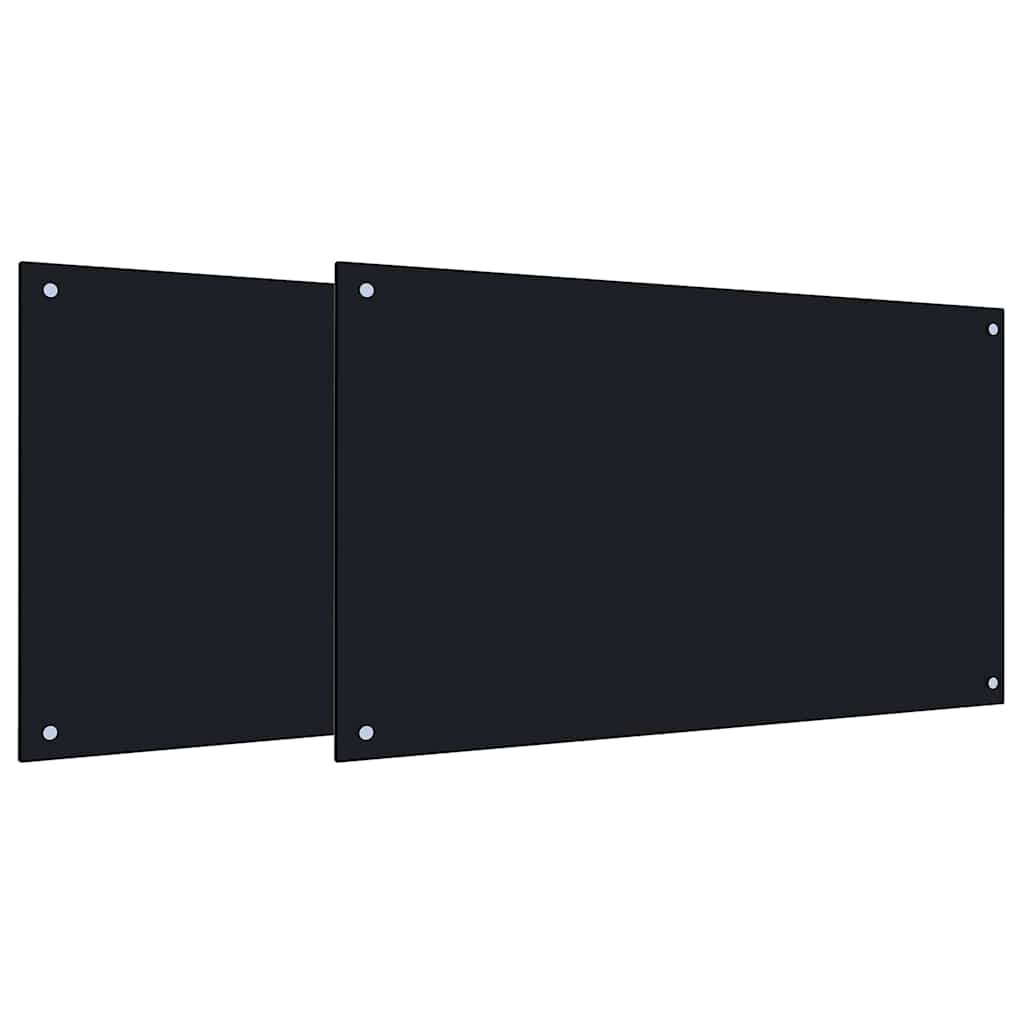 vidaXL Konyhai hátfal 2 db Fekete 100 x 60 cm edzett üveg