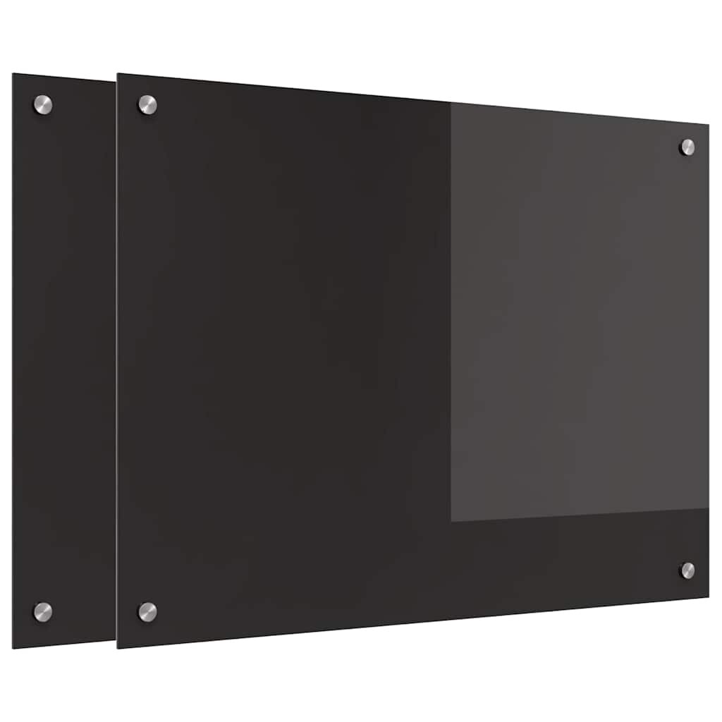 vidaXL Konyhai hátfal 2 db Fekete 80 x 60 cm edzett üveg