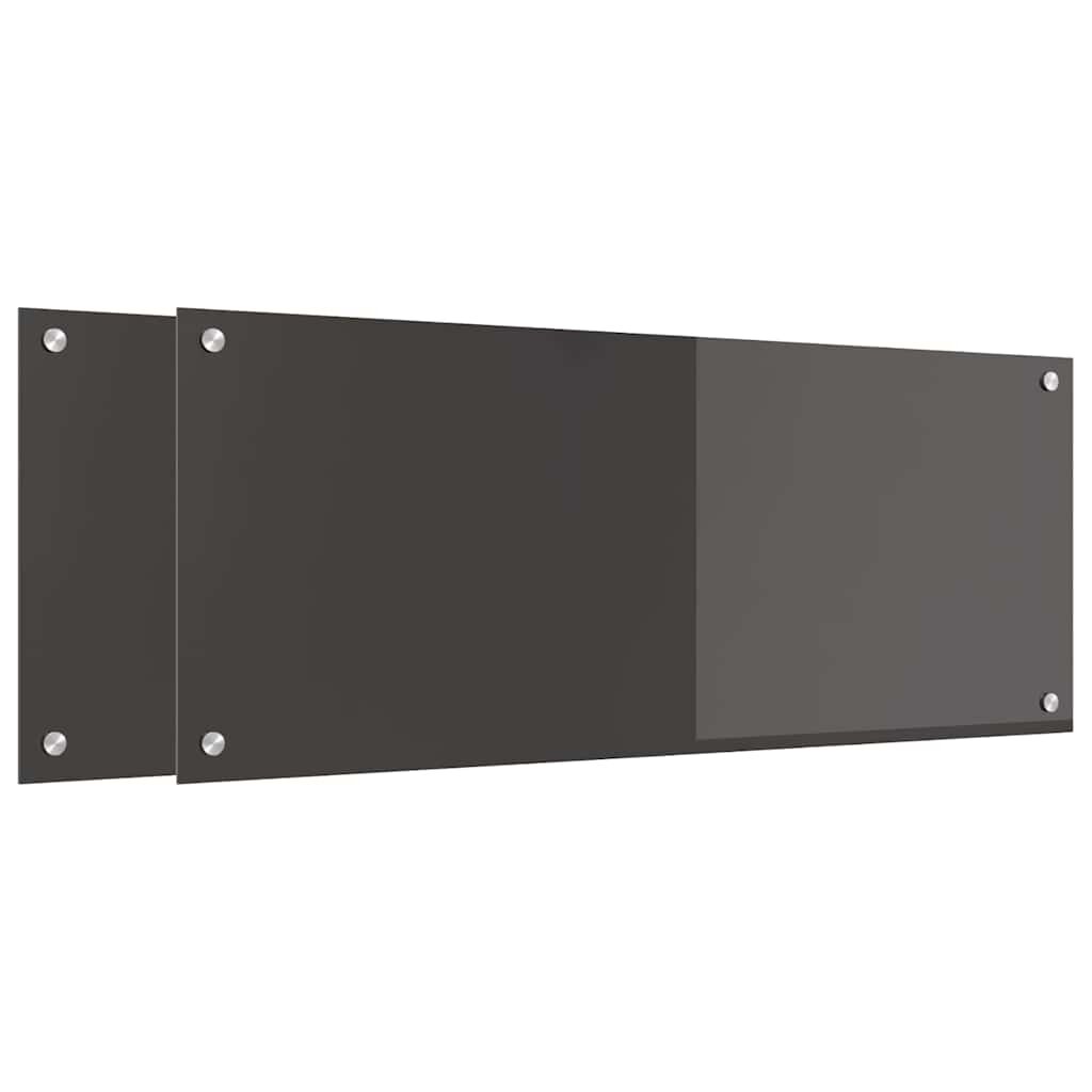 vidaXL Konyhai hátfal 2 db Sötétszürke 100 x 40 cm edzett üveg