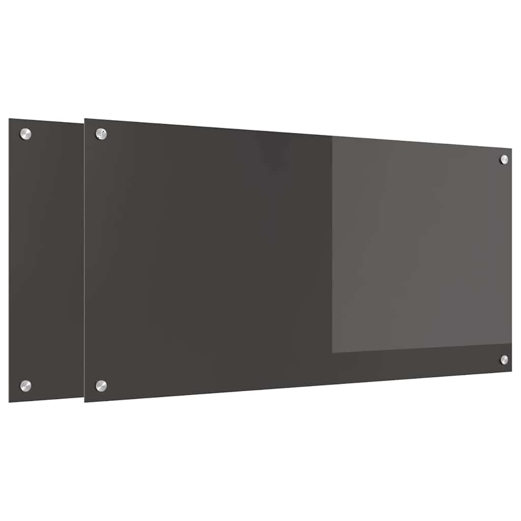vidaXL Konyhai hátfal 2 db Sötétszürke 100 x 50 cm edzett üveg