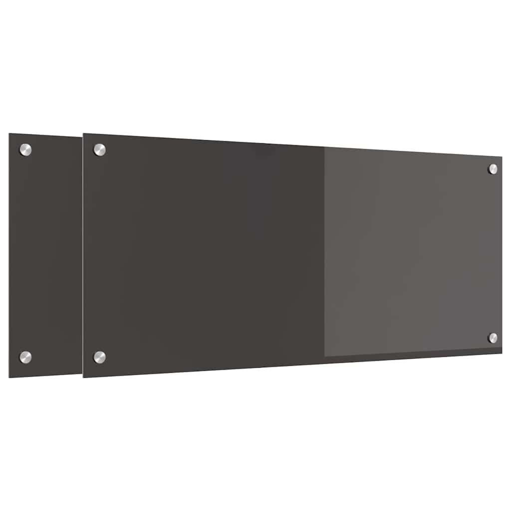 vidaXL Konyhai hátfal 2 db Sötétszürke 90 x 40 cm edzett üveg