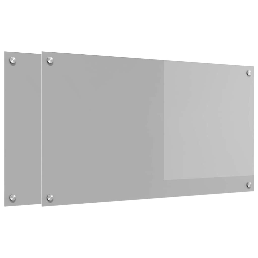 vidaXL Konyhai hátfal 2 db Világosszürke 90 x 50 cm edzett üveg