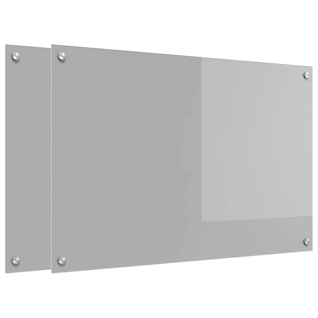 vidaXL Konyhai hátfal 2 db Világosszürke 90 x 60 cm edzett üveg