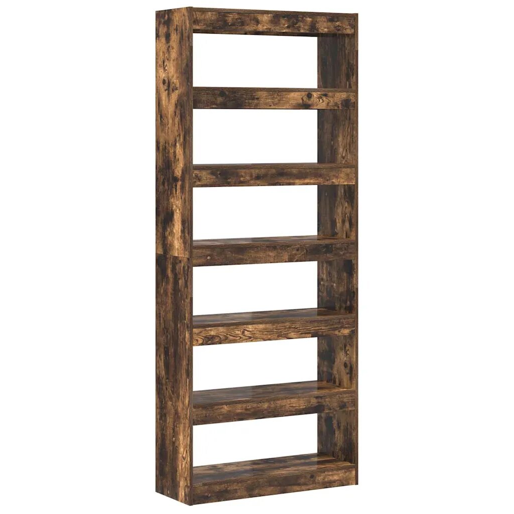 vidaXL Könyvespolc 6 szintes 80 x 30 x 198 cm Szerelt Fa Füstölt tölgy