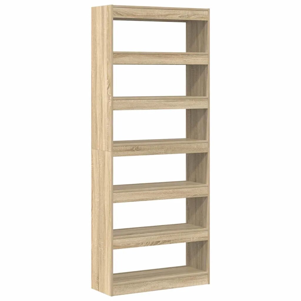 vidaXL Könyvespolc 6 szintes 80 x 30 x 198 cm Szerelt Fa Sonoma tölgy