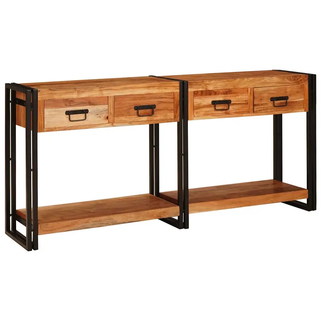 vidaXL Konzolasztalok 2 db Barna 161 x 33 x 75 cm Tömör Akácfa
