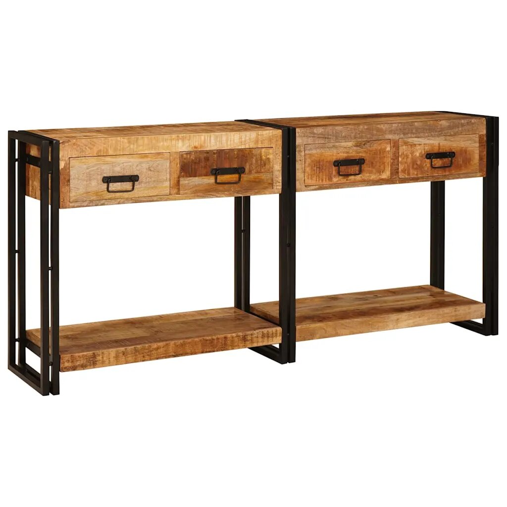 vidaXL Konzolasztalok 2 db Barna 161 x 33 x 75 cm Tömör Mangófát