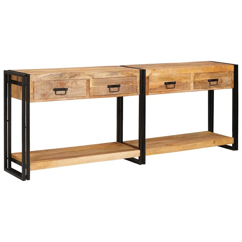 vidaXL Konzolasztalok 2 db Barna 200 x 33 x 75 cm TĂ¶mĂ¶r MangĂłfĂˇt