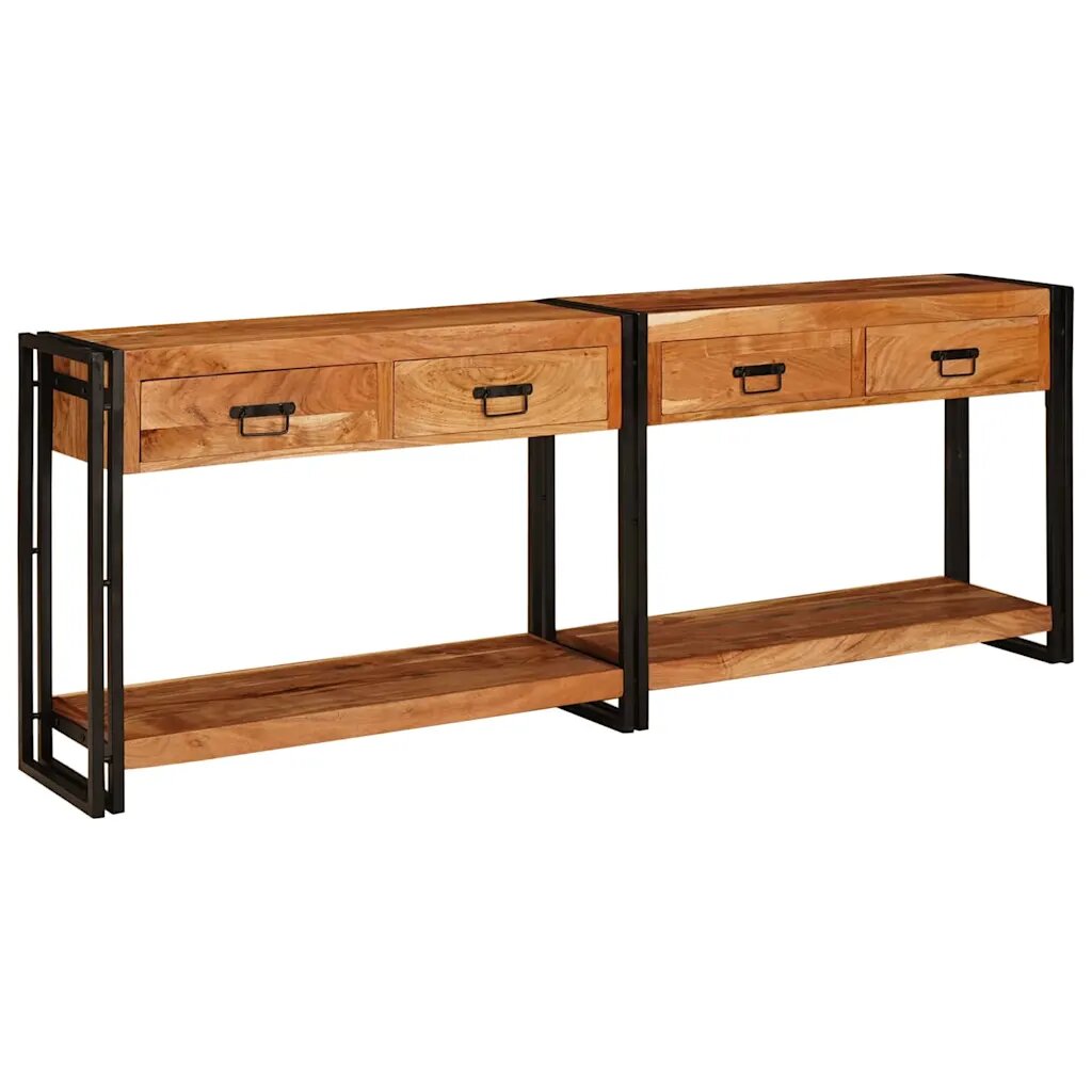 vidaXL Konzolasztalok 2 db Barna 200 x 33 x 75 cm Tömör Akácfa