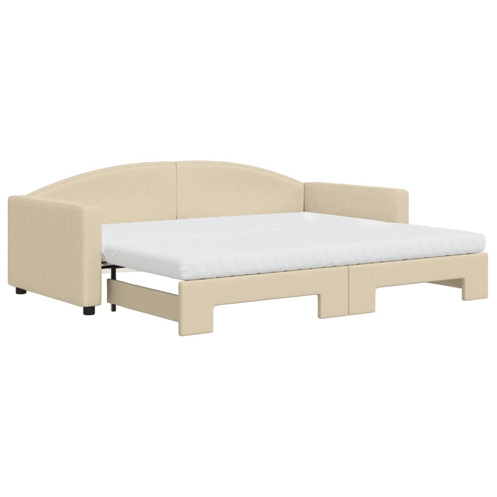 vidaXL krémszínű kihúzható szövet heverő matracokkal 90 x 200 cm
