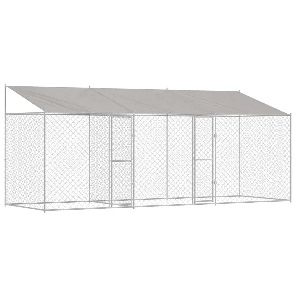 vidaXL Kutya ketrec tetővel Ezüst 600 x 200 x 256 cm Acél és PE