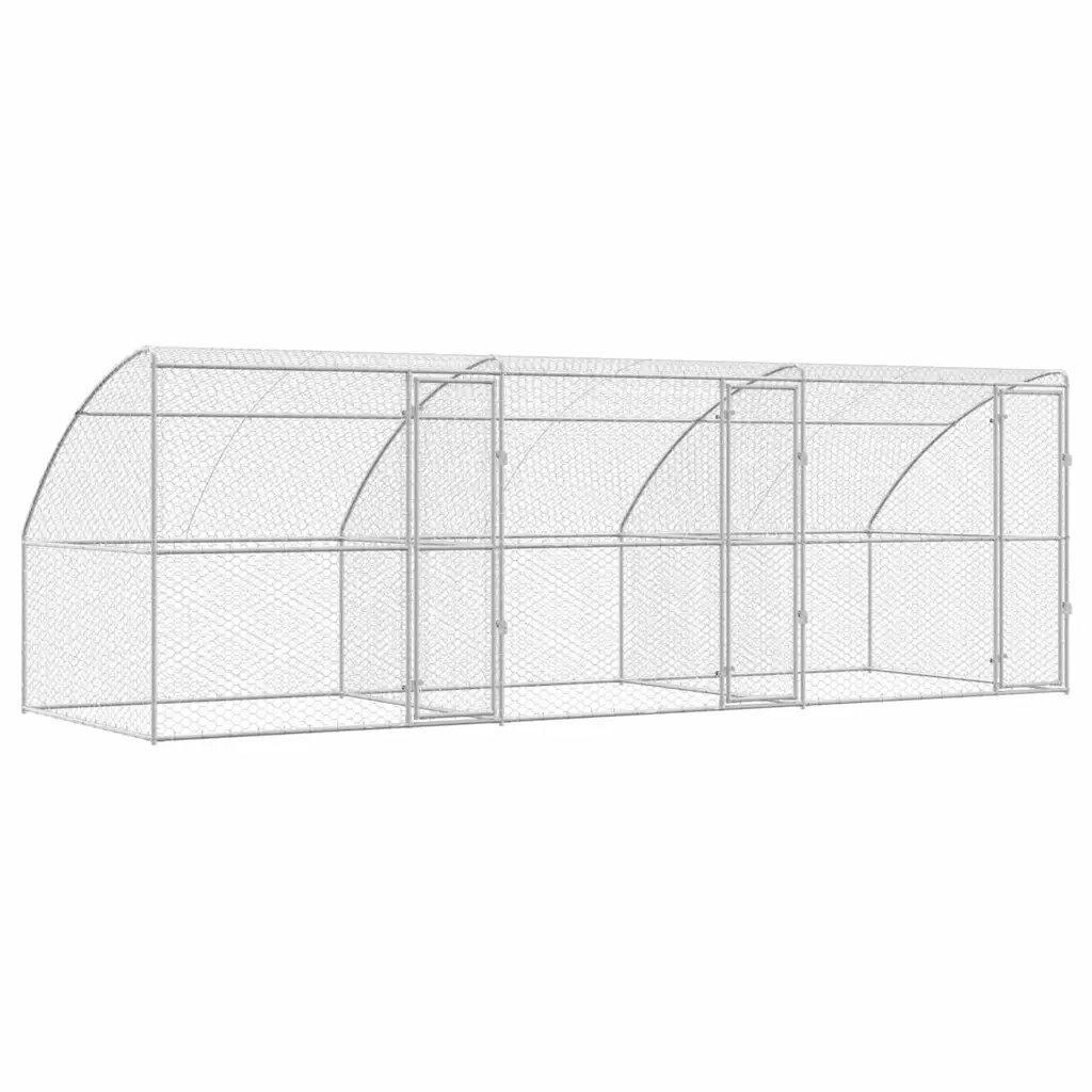 vidaXL Kutyaház 3 db Ezüst 6 x 2 x 2 m Horganyzott acél