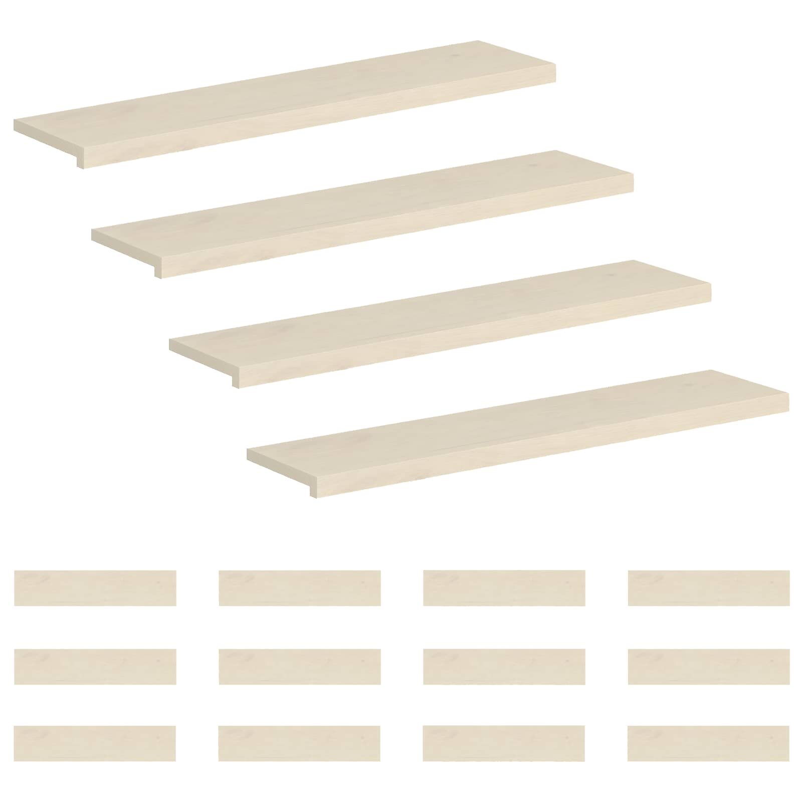 vidaXL Lépcsőfok 16 db 110 x 30 x 2 cm Fehér Tömör Tölgyfa