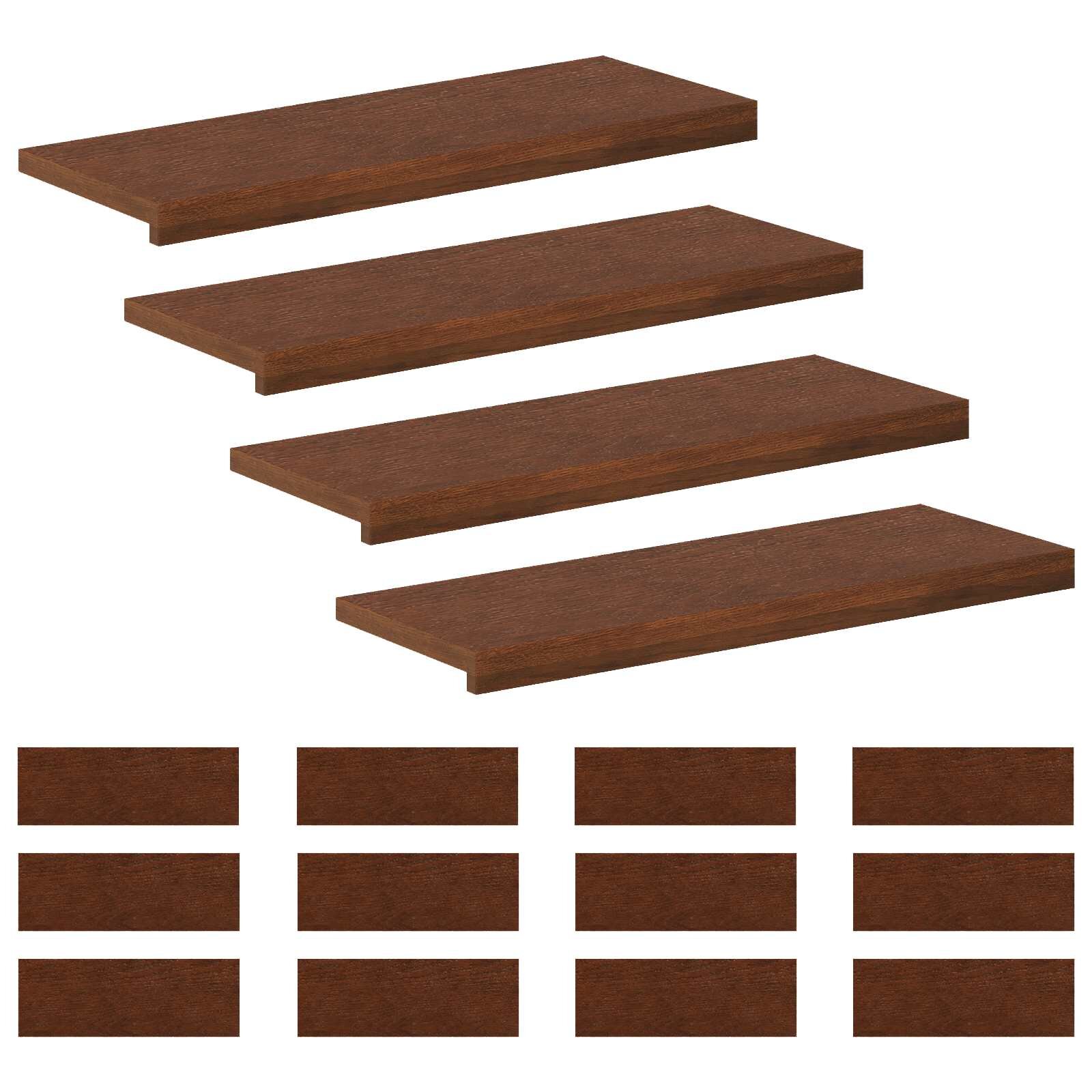 vidaXL Lépcsőfok 16 db 70 x 30 x 2 cm Sötét Barna Tömör Tölgyfa