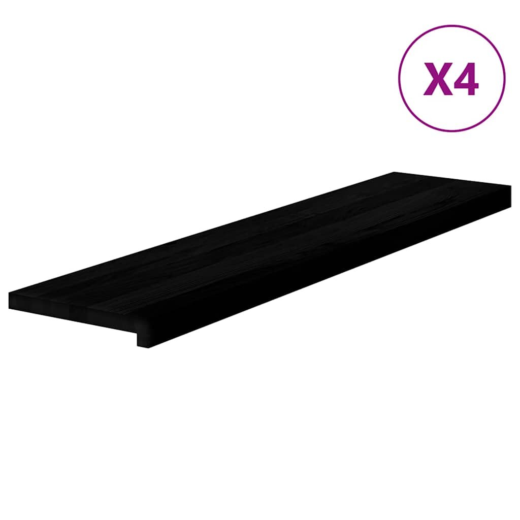 vidaXL lépcsőfokok 4 db barna-fekete 110x30x2 cm tömör fa tölgyfa