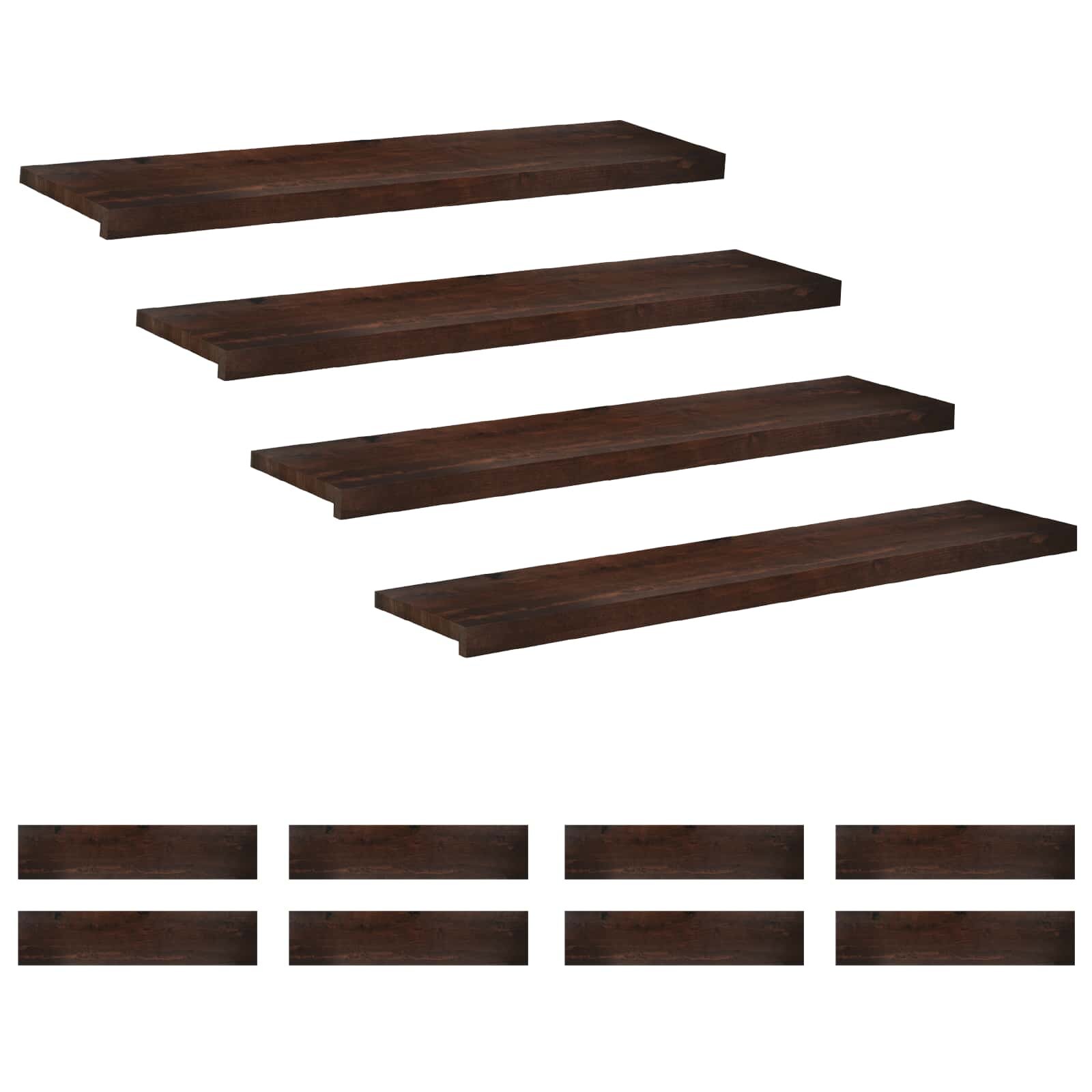 vidaXL Lépcsőszőnyegek 12 db 110 x 25 x 2 cm Sötét Barna Tömör bükkfa