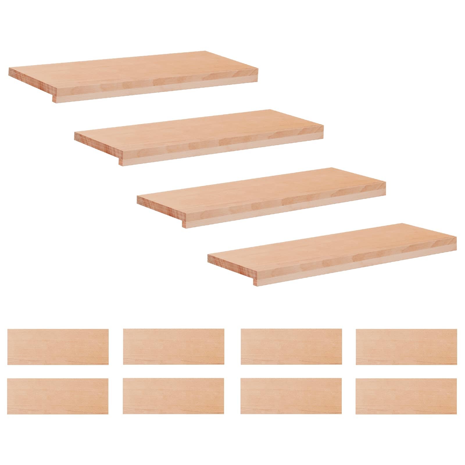 vidaXL Lépcsőszőnyegek 12 db 80 x 25 x 2 cm Természetes Tömör bükkfa