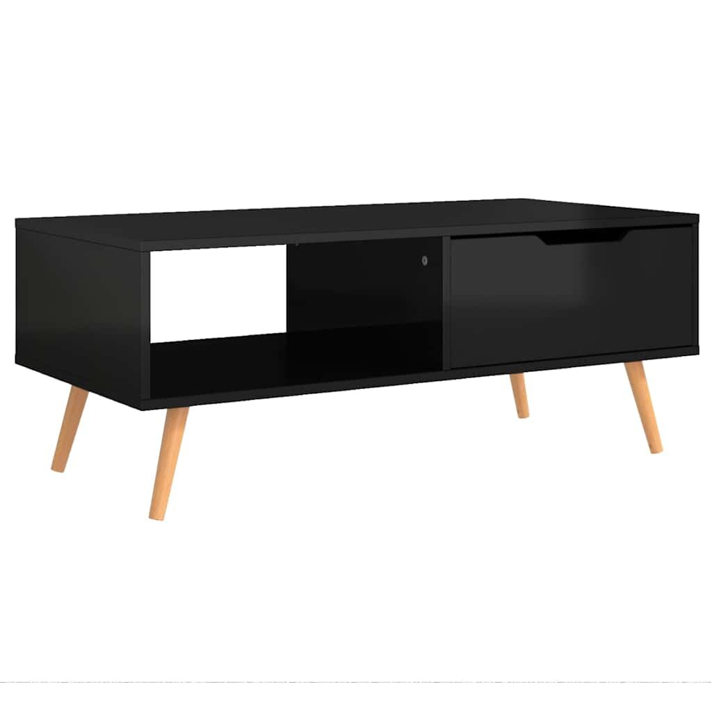 vidaXL magasfényű fekete szerelt fa dohányzóasztal 100 x 495 x 43 cm
