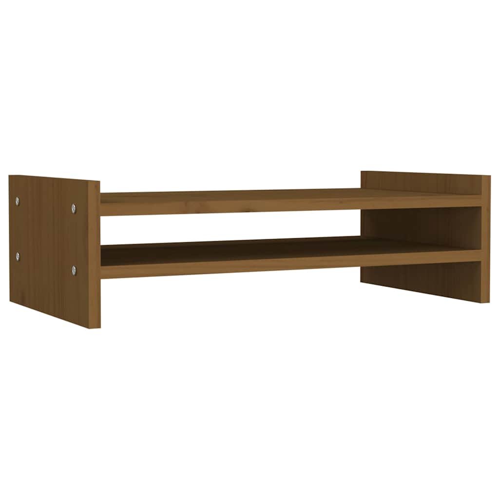 vidaXL mézbarna tömör fenyőfa monitorállvány 50x27x15 cm