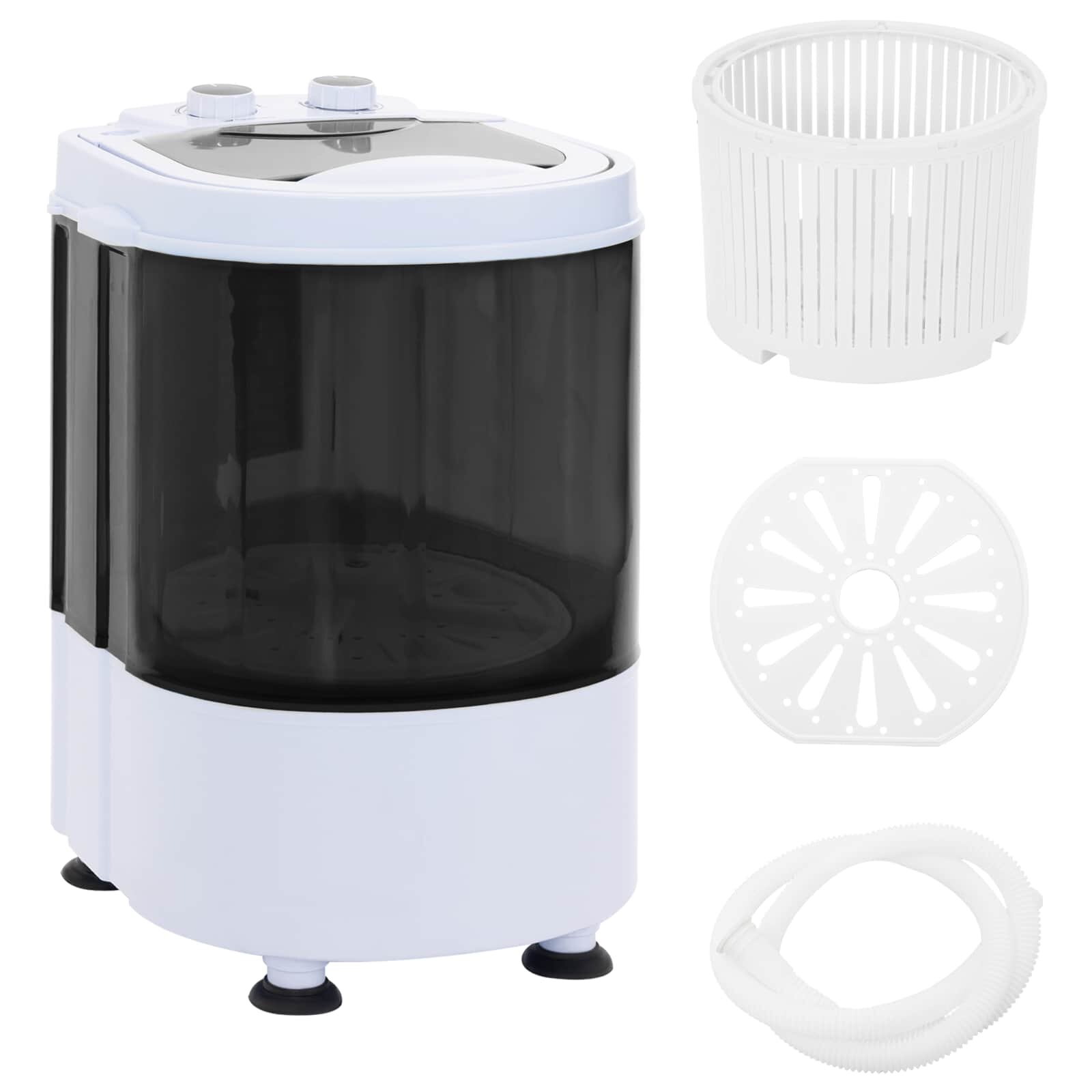 vidaXL Mini mosógép egy tubussal 26 kg Fekete és Fehér
