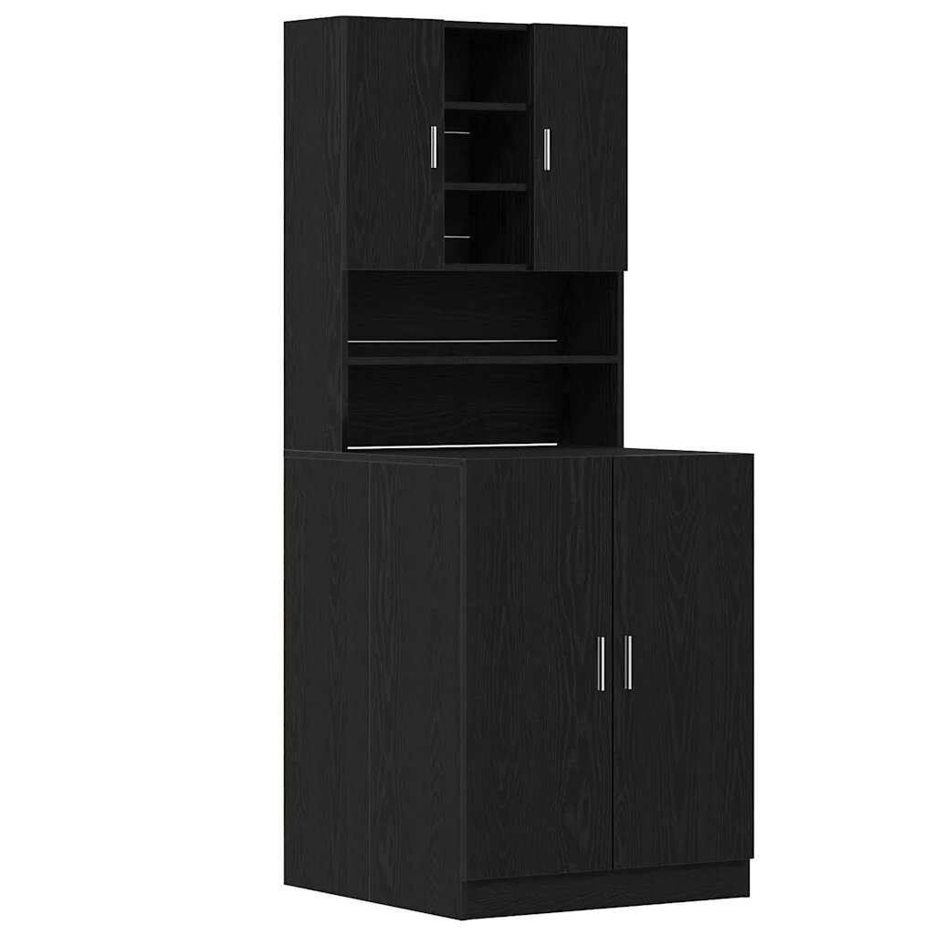 vidaXL Mosógép Szekrény 2 db Fekete Tölgy 705 x 715 x 1815 cm