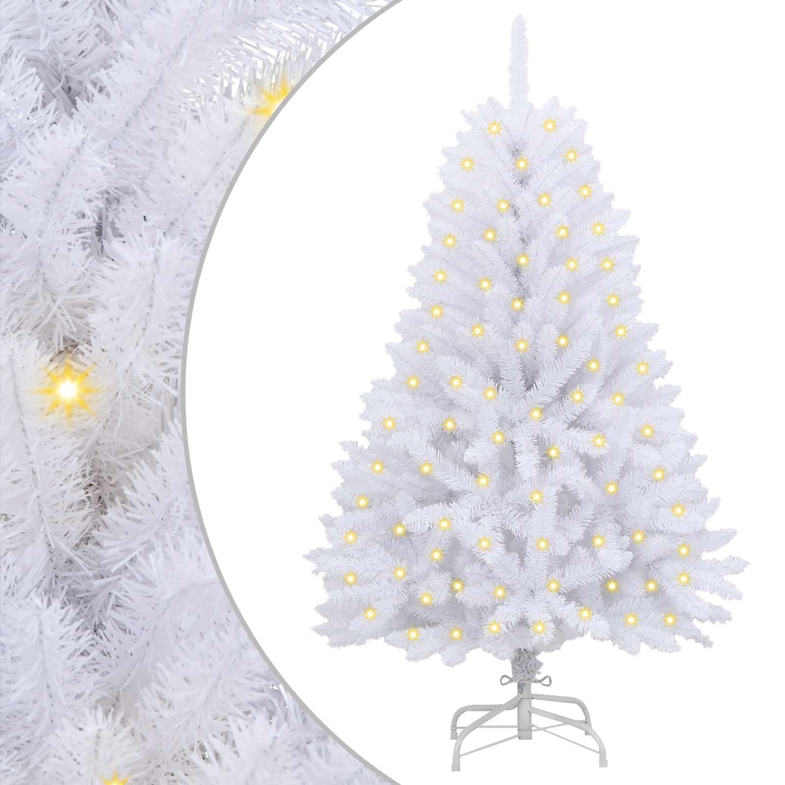vidaXL Mű karácsonyfa 150 LED PVC és Acél Fehér