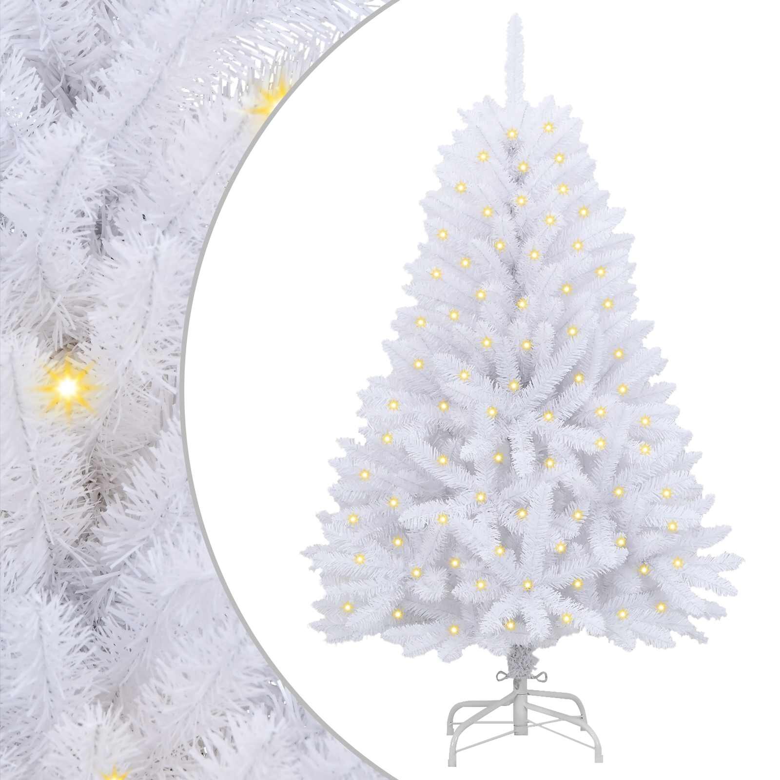 vidaXL Mű karácsonyfa 150 LED PVC és Acél Fehér